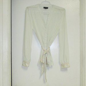 Shirt -“Metaphor”Off White Long Sleeve Button Down Dress Shirt Gold Metal Accent